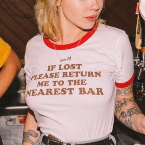 Tops - If lost please return to nearest bar graphic tee